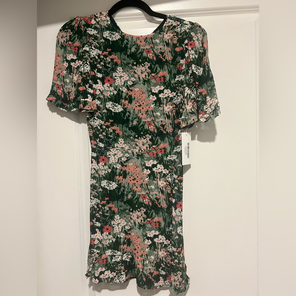 Reformation floral print green dress, NWT